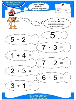 Çocuklar İçin toplam işlemi yaprak testleri 